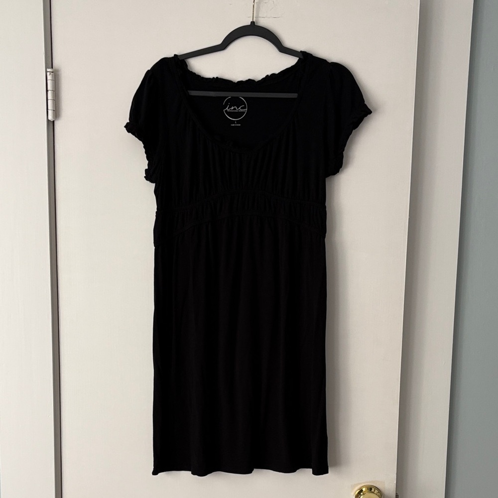 INC International Concepts Black Ruffled Top